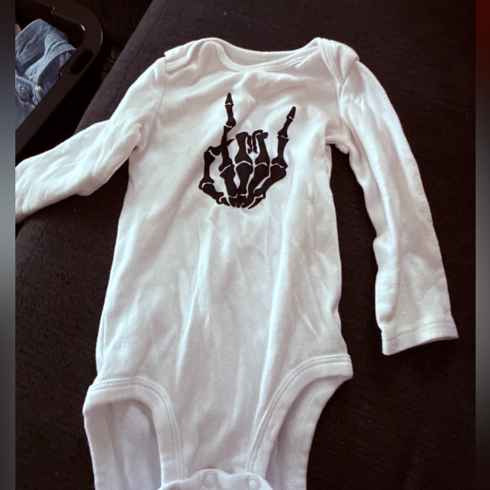 White Skeleton Hand Kids One Piece